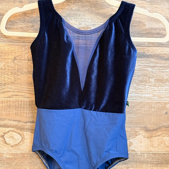 Luckyleo Other - Luckyleo Royal Blue Leotard with Velvet and Mesh Accents
